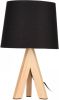 Tafellamp/schemerlampje Zwarte Kap En Houten Poten 29 Cm Tafellampen online kopen