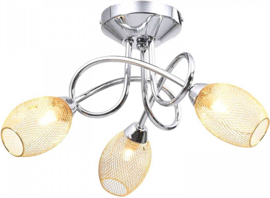 VidaXL Plafondlamp Met Vergulde Kappen Voor 3 X G9 Peertjes online kopen