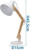 Aigostar 13as9 Bureaulamp Met Houten Standaard In Hoogte Verstelbaar En Kantelbaar H455mm E27 Fitting Wit online kopen