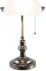Clayre & Eef Bureaulamp Wit 27x23x42 Cm E27/Max. 1x 60watt Wit, Zilver Ijzer, Glas online kopen