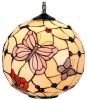 Clayre & Eef Tiffany Hanglamp Tiffany Bol Met Vlinders Uit De Butterfly Serie Beige, Rood, Paars, Roze Glas, Metaal online kopen