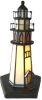 Clayre & Eef Lumilamp Tiffany Tafellamp Vuurtoren 15x15x25 Cm Beige Blauw Glas Tiffany Lampen Nachtlampje Glas In Lood Beige Tiffany online kopen