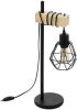 EGLO Tafellamp TOWNSHEND 5 zwart/l22 x h50 x b15, 5 cm/excl. 1x e27(elk max. 60 w)/tafellamp met snoerschakelaar retro vintage lamp met hout bedlampje nachtlampje houten lamp bureaulamp online kopen