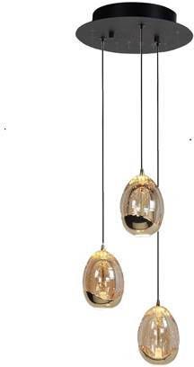 Highlight Hanglamp Golden Egg 3 Lichts Ø 25 Cm Amber zwart online kopen