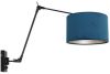 Steinhauer Zwarte wand leeslamp Prestige Chic met blauw velvet 8240ZW online kopen