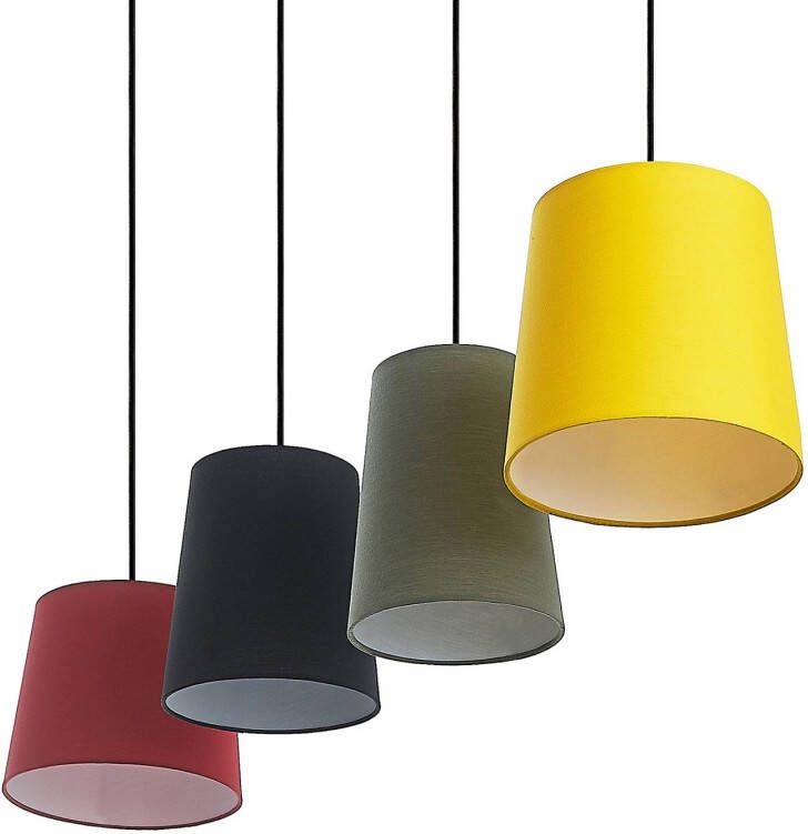 Lindby Amilia hanglamp, kappen bont, 5-lamps