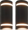 VIDAXL Buitenwandlampen 2 st 35 W halfrond zwart online kopen