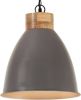 VIDAXL Hanglamp industrieel E27 35 cm ijzer en massief hout grijs online kopen