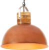 VIDAXL Hanglamp industrieel rond E27 42 cm mangohout koperkleurig online kopen