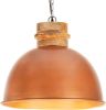 VIDAXL Hanglamp industrieel rond E27 50 cm mangohout koperkleurig online kopen